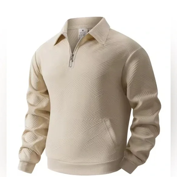 NEW $88 Textured Men's Quarter Zip Viral Sweater